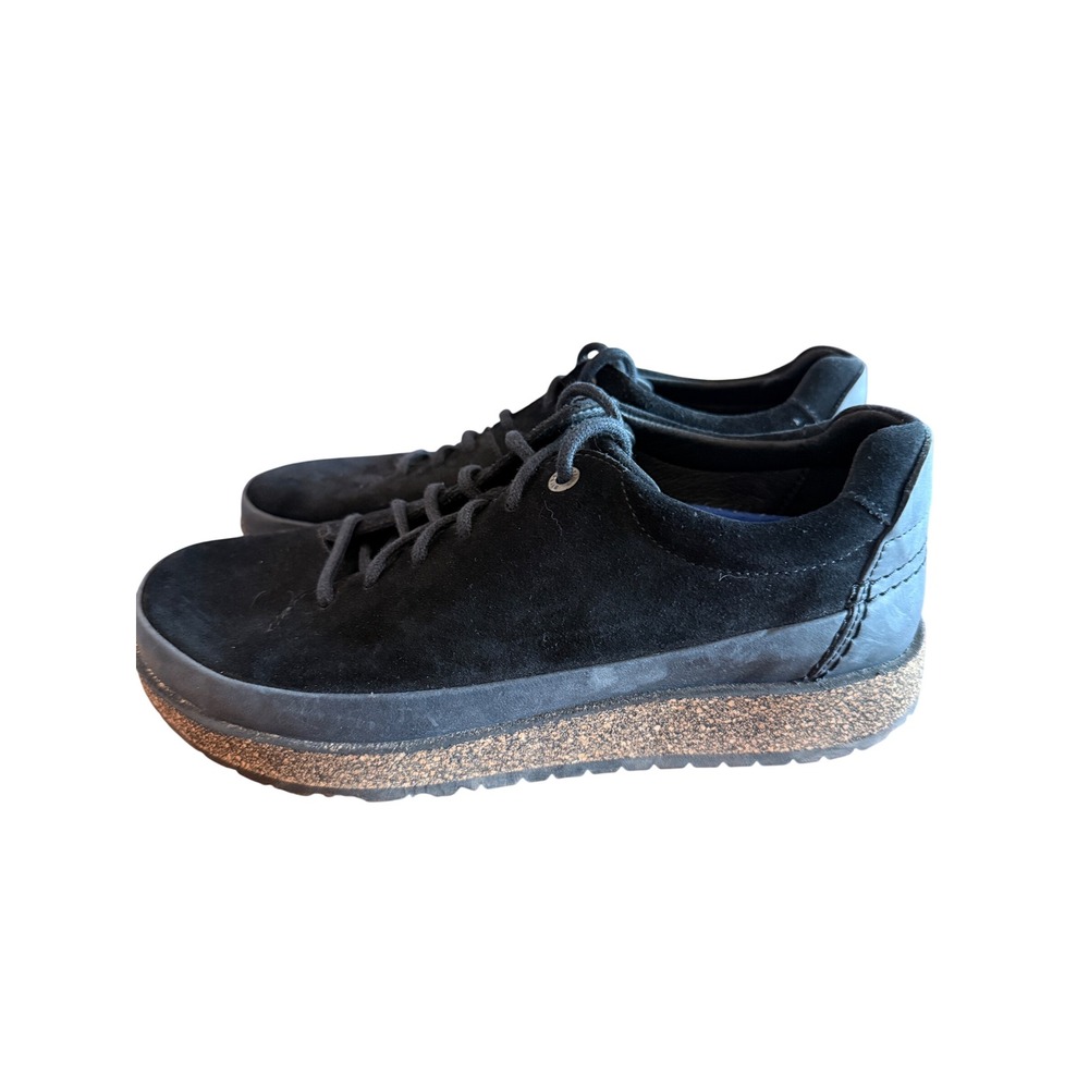 Birkenstock Bend Low Sneakers EU 39 Black Suede Cork Lace Up Comfort Shoes - Picture 2 of 11